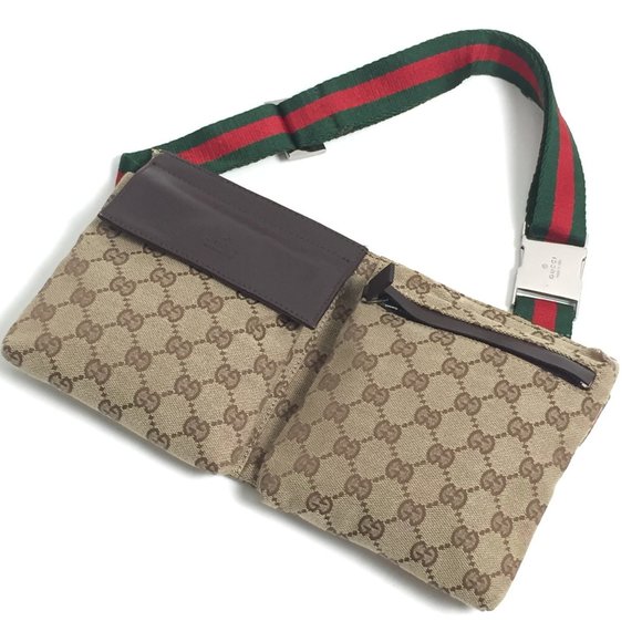 GUCCI Handbags - GUCCI 28566 Sherry GG Canvas Body Bag Waist Pouch Pattern Men Women ITC3HXU348UQ